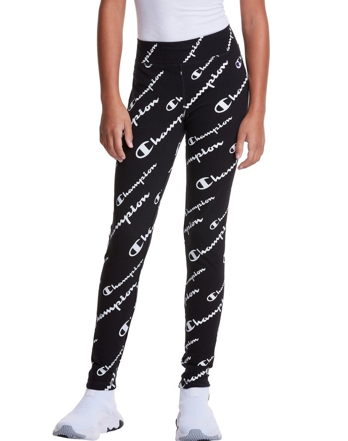 Leggings Champion Niña - Allover Logo ( Negras ) 1326089-MQ